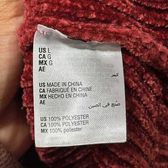 MAISON JULES Women’s Red Velvet/Corduroy Red Turtle Neck Sweater Size L - Picture 5 of 5